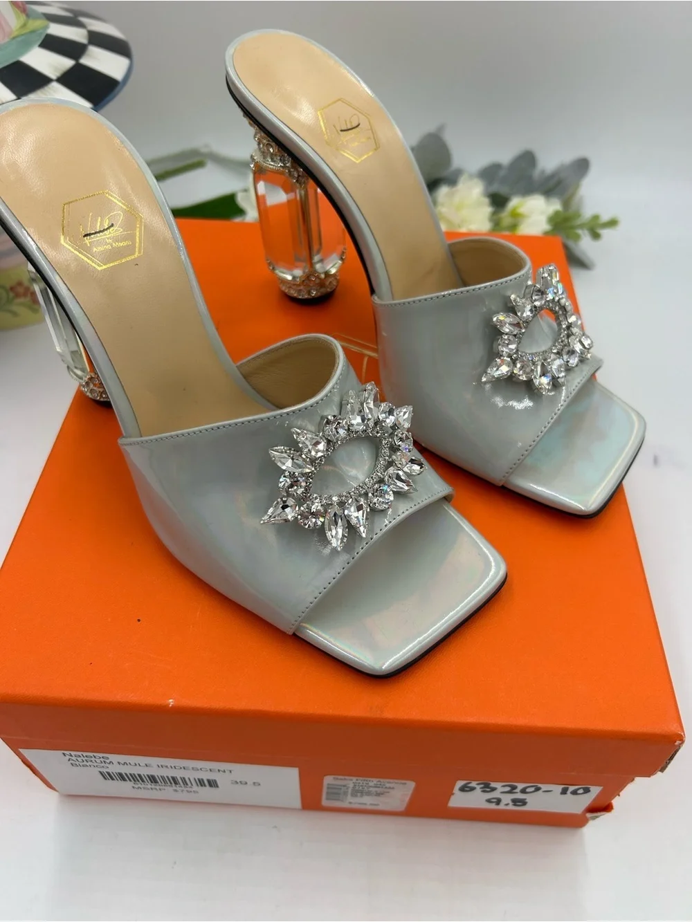 Women's NALEBE AURUM iridescent mules size 39.5 made in Italy